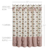 Rosehill Cottage Floral & Gingham Ruffled Cotton Shower Curtain - 72x72 Dusty Rose & Natural Bathroom Decor