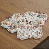 Rosehill Cottage Quilted Butterfly Shaped Cotton Pot Holder Set of 3 - 8x10 Dusty Rose & Natural