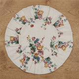 Rosehill Cottage Floral Round Ruffled Cotton Placemats - Set of 6 - 15 inch Dusty Rose & Natural Table Mats