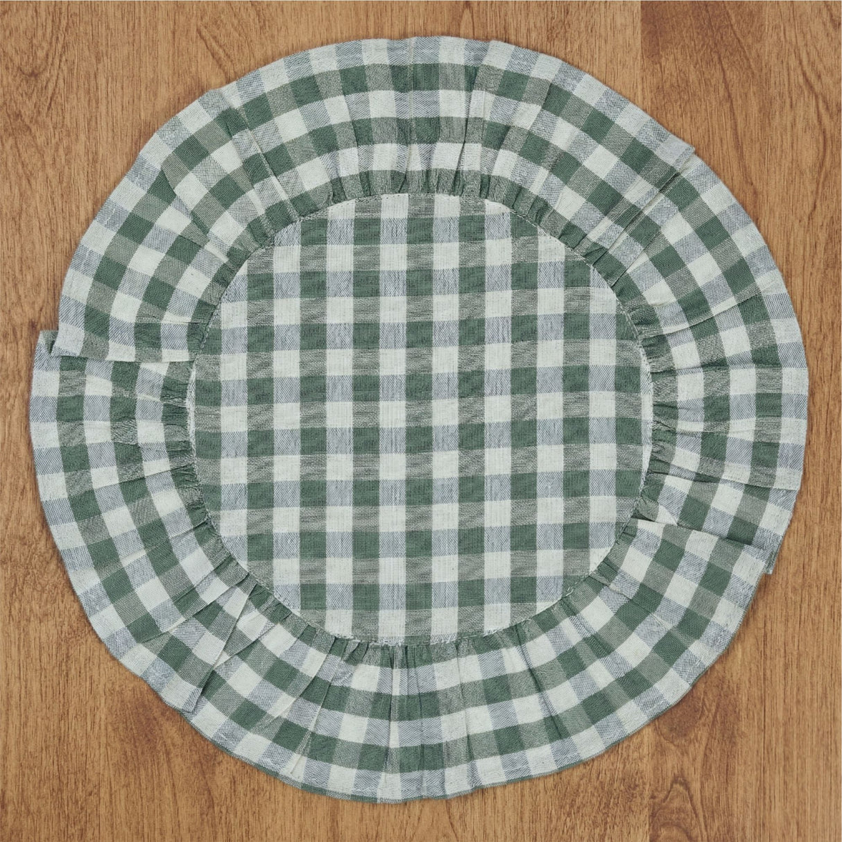 Rosehill Cottage Round Ruffled Cotton Placemats - Set of 6 - 15 in