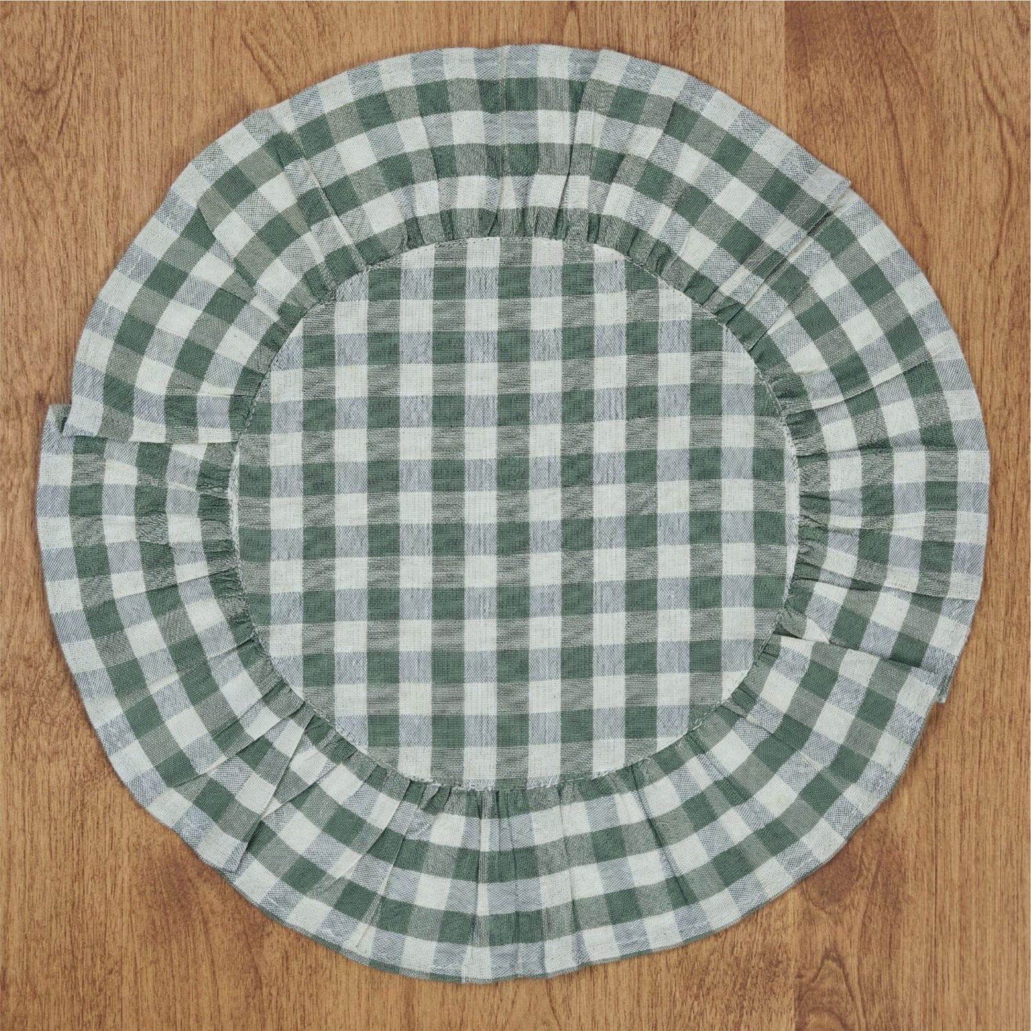 Rosehill Cottage Round Ruffled Cotton Placemats - Set of 6 - 15 in