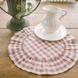 Rosehill Cottage Round Ruffled Cotton Placemats - Set of 6 - 15 in