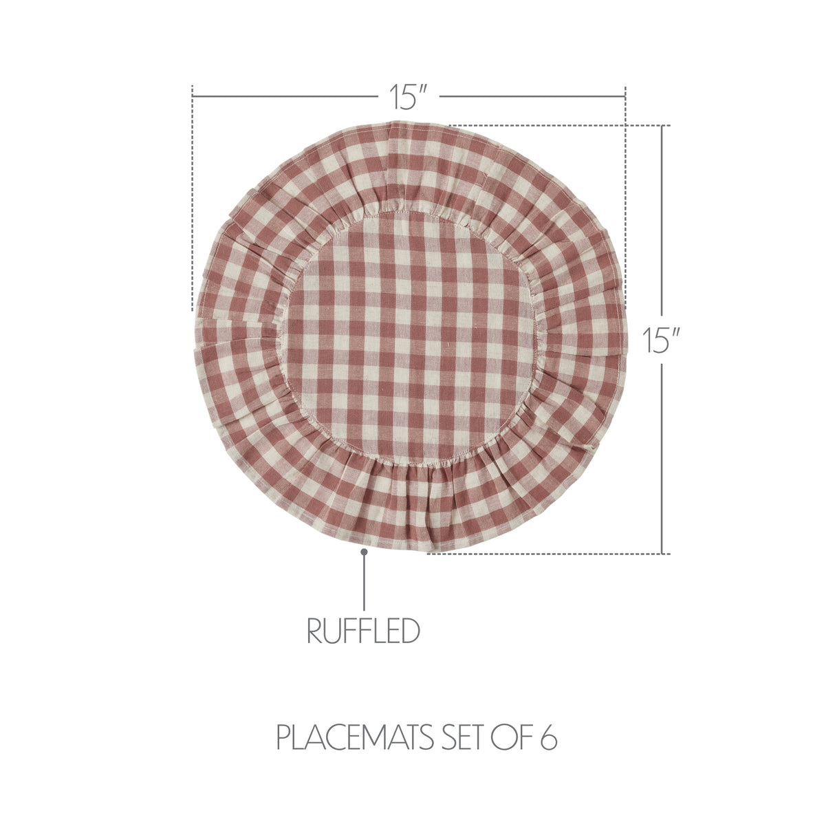 Rosehill Cottage Round Ruffled Cotton Placemats - Set of 6 - 15 in