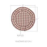 Rosehill Cottage Round Ruffled Cotton Placemats - Set of 6 - 15 in