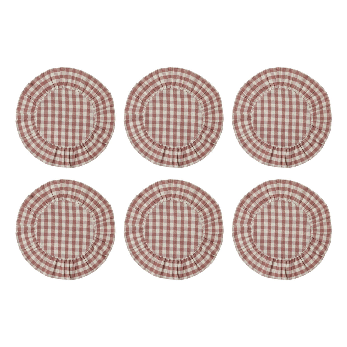 Rosehill Cottage Round Ruffled Cotton Placemats - Set of 6 - 15 in