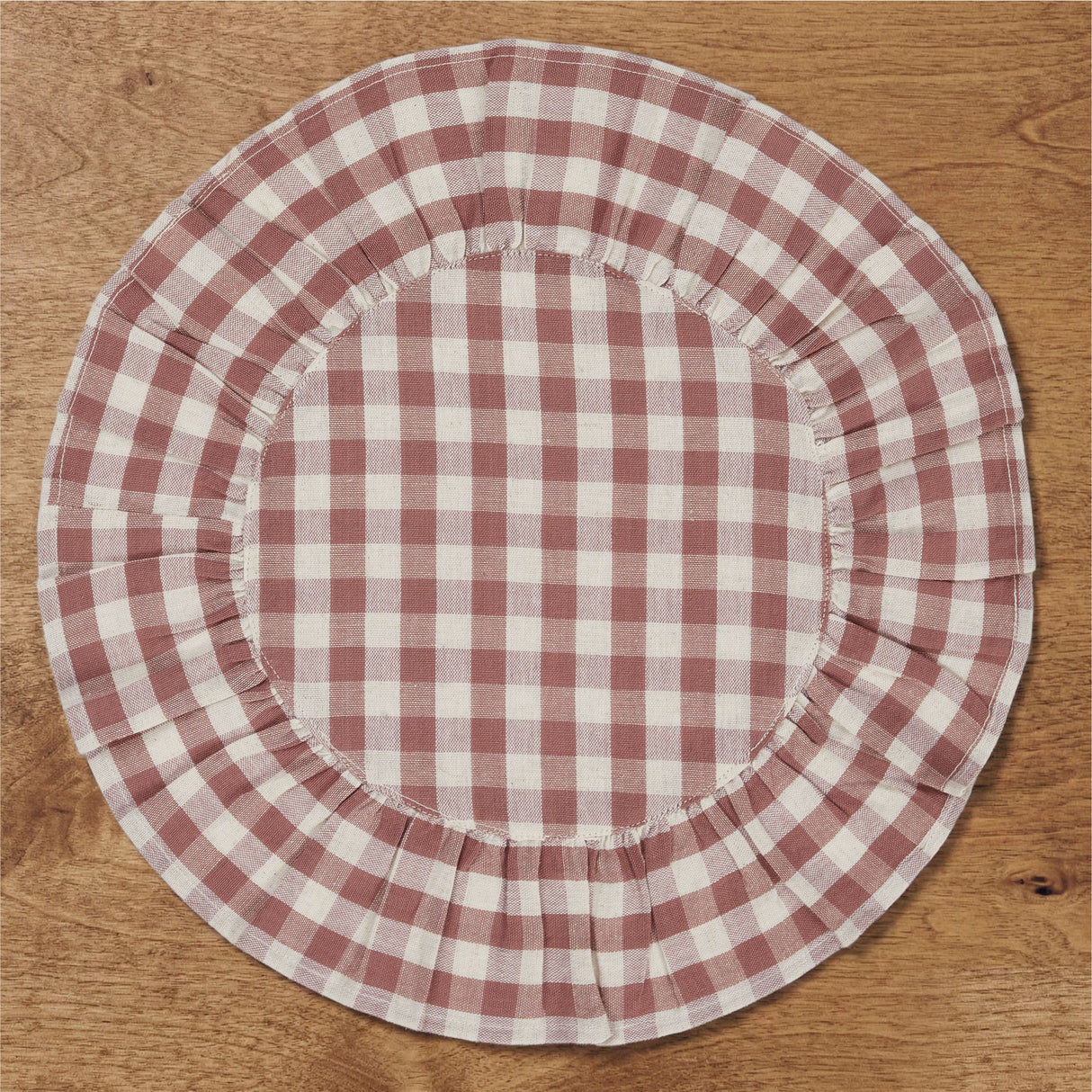 Rosehill Cottage Round Ruffled Cotton Placemats - Set of 6 - 15 in
