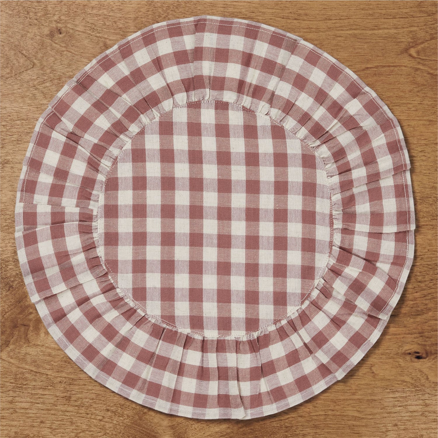 Rosehill Cottage Round Ruffled Cotton Placemats - Set of 6 - 15 in