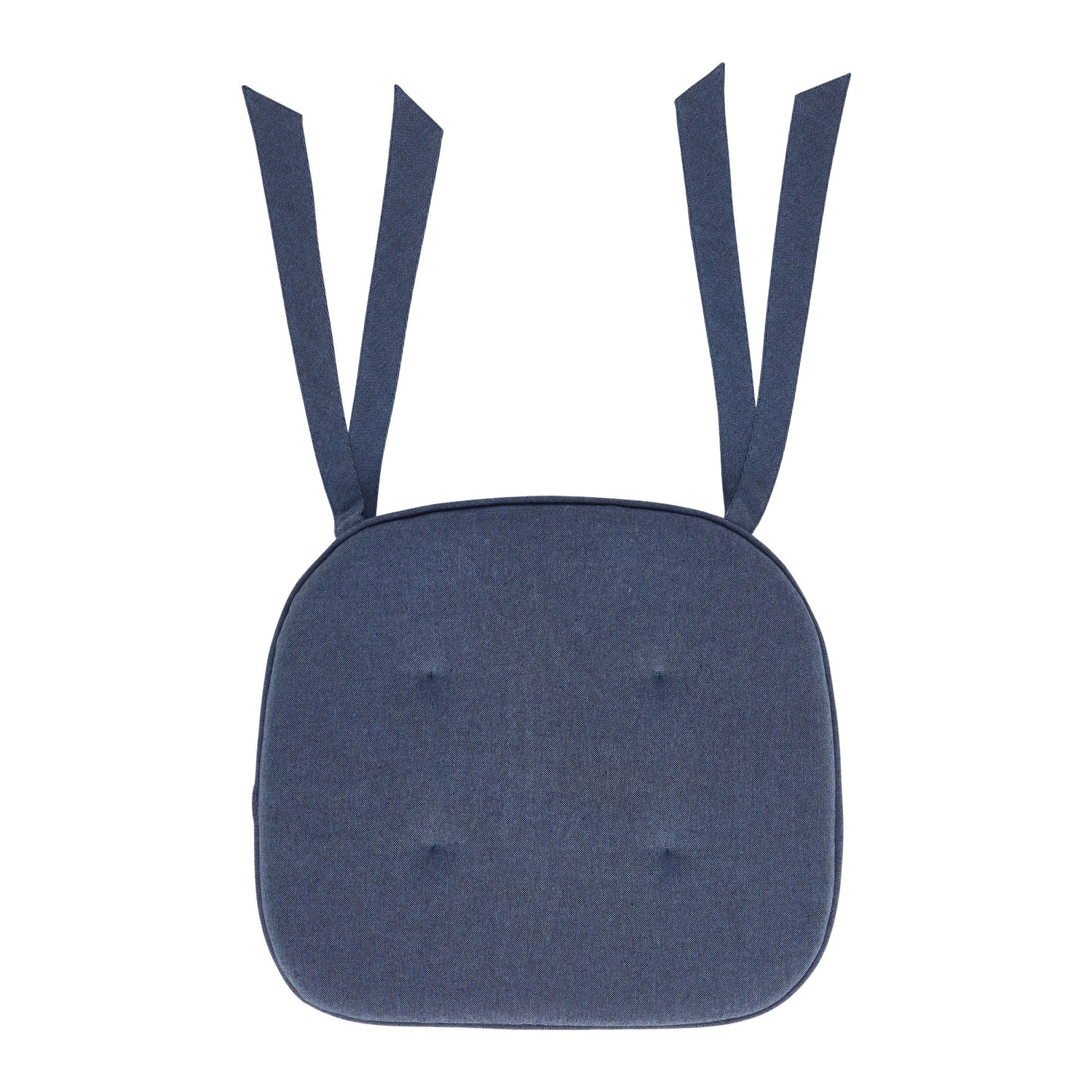 Vintage Indigo Blue Chambray Cotton Chair Pad - 15.5x17 Cushioned Seat Cushion - VHC Brands