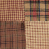Crosswoods Patchwork Chair Pad - Rustic Tan, Green & Red Plaid - 15.5x17