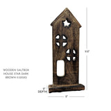 Wooden Saltbox House w/ Star Dark Brown 11.5x5x2