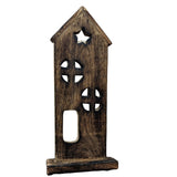 Wooden Saltbox House w/ Star Dark Brown 11.5x5x2