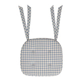 Cottage Blue Checked Woven Chair Pad with Ties - 15.5x17 Farmhouse Cottage Seat Cushion