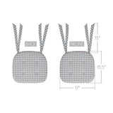 Cottage Blue Checked Woven Chair Pad with Ties - 15.5x17 Farmhouse Cottage Seat Cushion