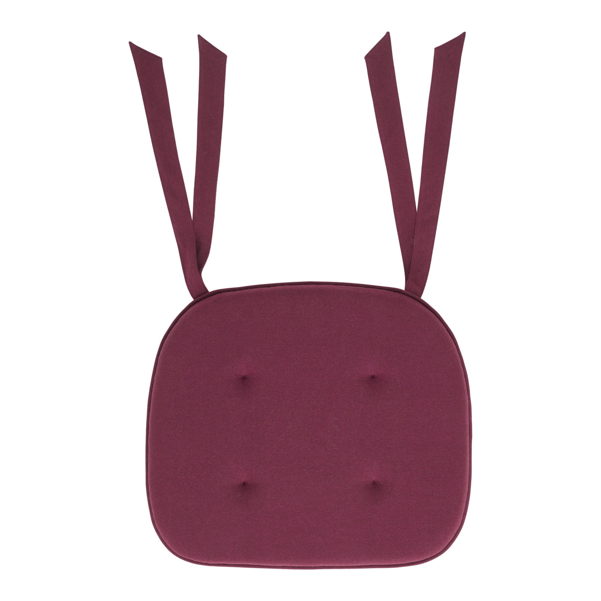 Cranberry Red Solid Chair Pad with Ties - 15.5x17 Farmhouse Cottage Stuffed Seat Cushion
