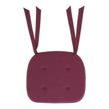 Cranberry Red Solid Chair Pad with Ties - 15.5x17 Farmhouse Cottage Stuffed Seat Cushion