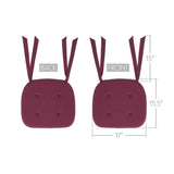 Cranberry Red Solid Chair Pad with Ties - 15.5x17 Farmhouse Cottage Stuffed Seat Cushion