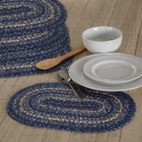 Great Falls Blue Jute Oval Placemat Set of 6 10x15