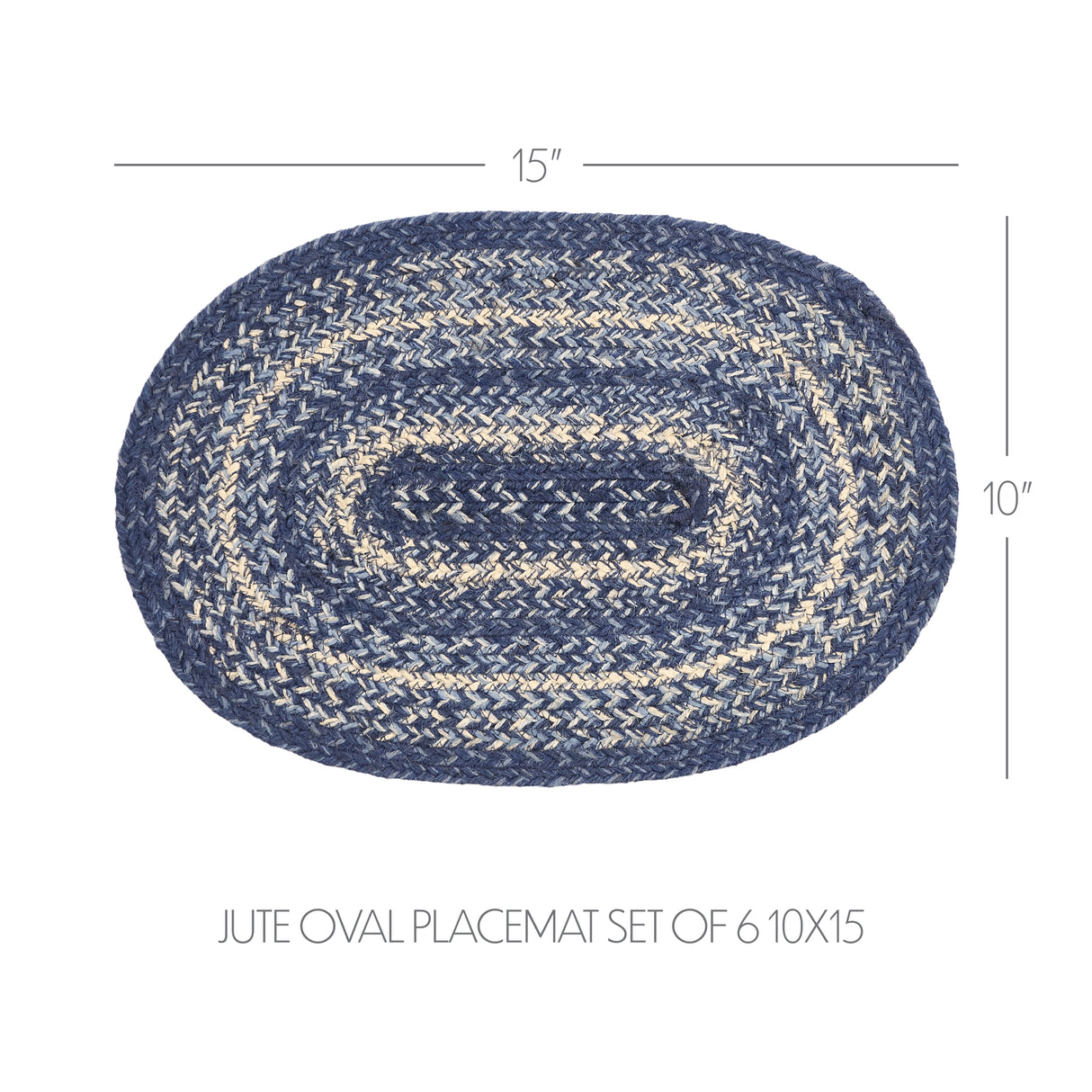 Great Falls Blue Jute Oval Placemat Set of 6 10x15