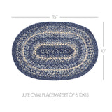 Great Falls Blue Jute Oval Placemat Set of 6 10x15