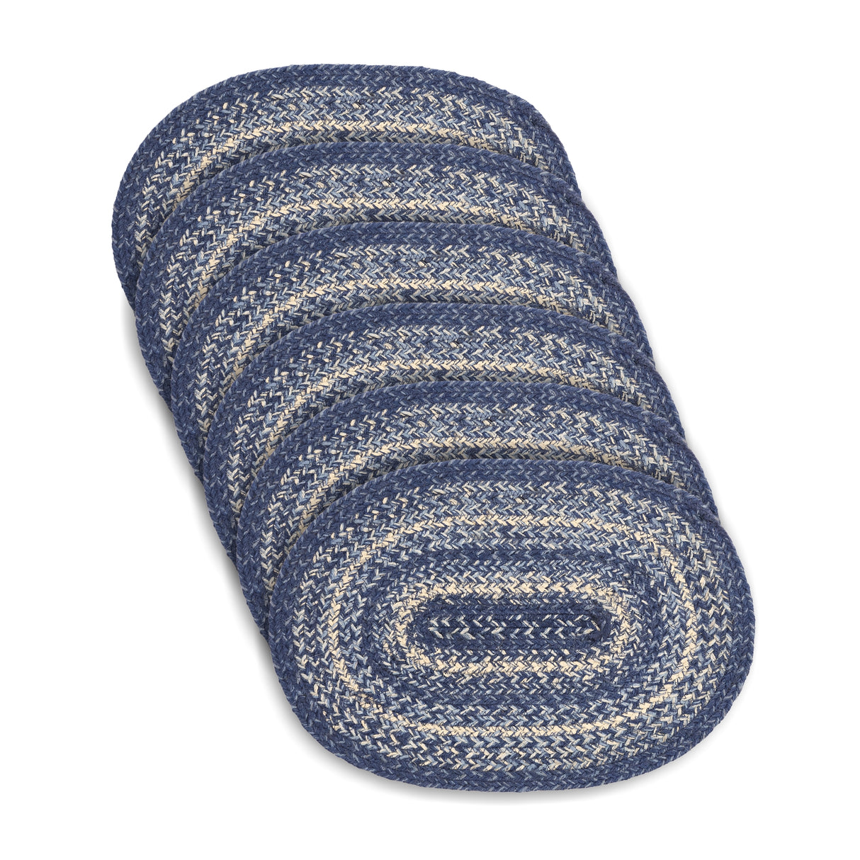 Great Falls Blue Jute Oval Placemat Set of 6 10x15