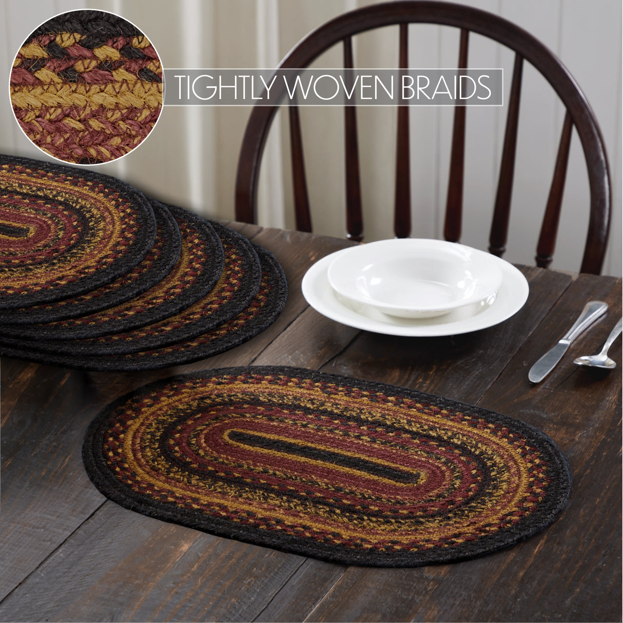 Heritage Farms Jute Oval Placemat Set of 6 10x15