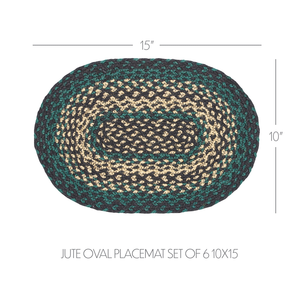 Pine Grove Jute Oval Placemat Set of 6 10x15