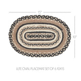 Sawyer Mill Charcoal Creme Jute Oval Placemat Set of 6 10x15
