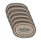 Sawyer Mill Charcoal Creme Jute Oval Placemat Set of 6 10x15