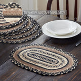 Sawyer Mill Charcoal Creme Jute Oval Placemat Set of 6 10x15
