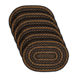Black & Tan Jute Oval Placemat Set of 6 12x18