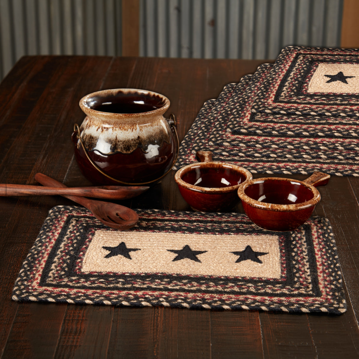 Colonial Star Jute Rect Placemat Set of 6 12x18