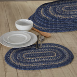 Great Falls Blue Jute Oval Placemat Set of 6 12x18