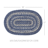 Great Falls Blue Jute Oval Placemat Set of 6 12x18