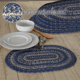 Great Falls Blue Jute Oval Placemat Set of 6 12x18