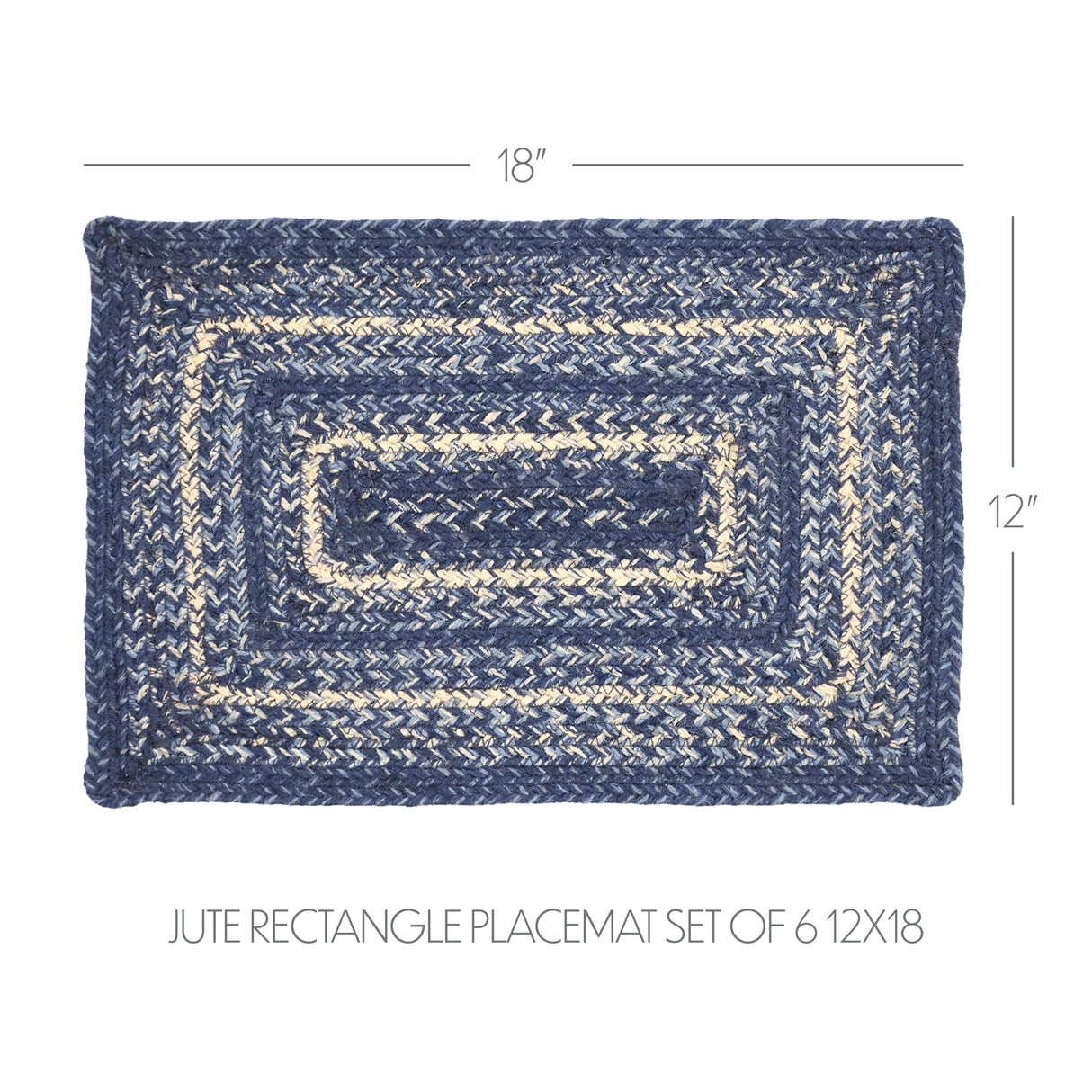 Great Falls Blue Jute Rect Placemat Set of 6 12x18
