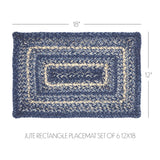 Great Falls Blue Jute Rect Placemat Set of 6 12x18