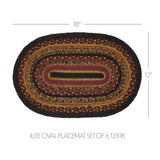 Heritage Farms Jute Oval Placemat Set of 6 12x18