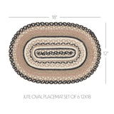 Sawyer Mill Charcoal Creme Jute Oval Placemat Set of 6 12x18