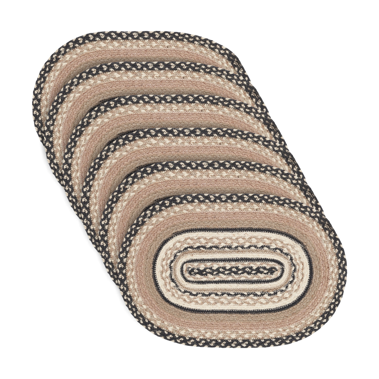 Sawyer Mill Charcoal Creme Jute Oval Placemat Set of 6 12x18