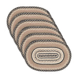 Sawyer Mill Charcoal Creme Jute Oval Placemat Set of 6 12x18