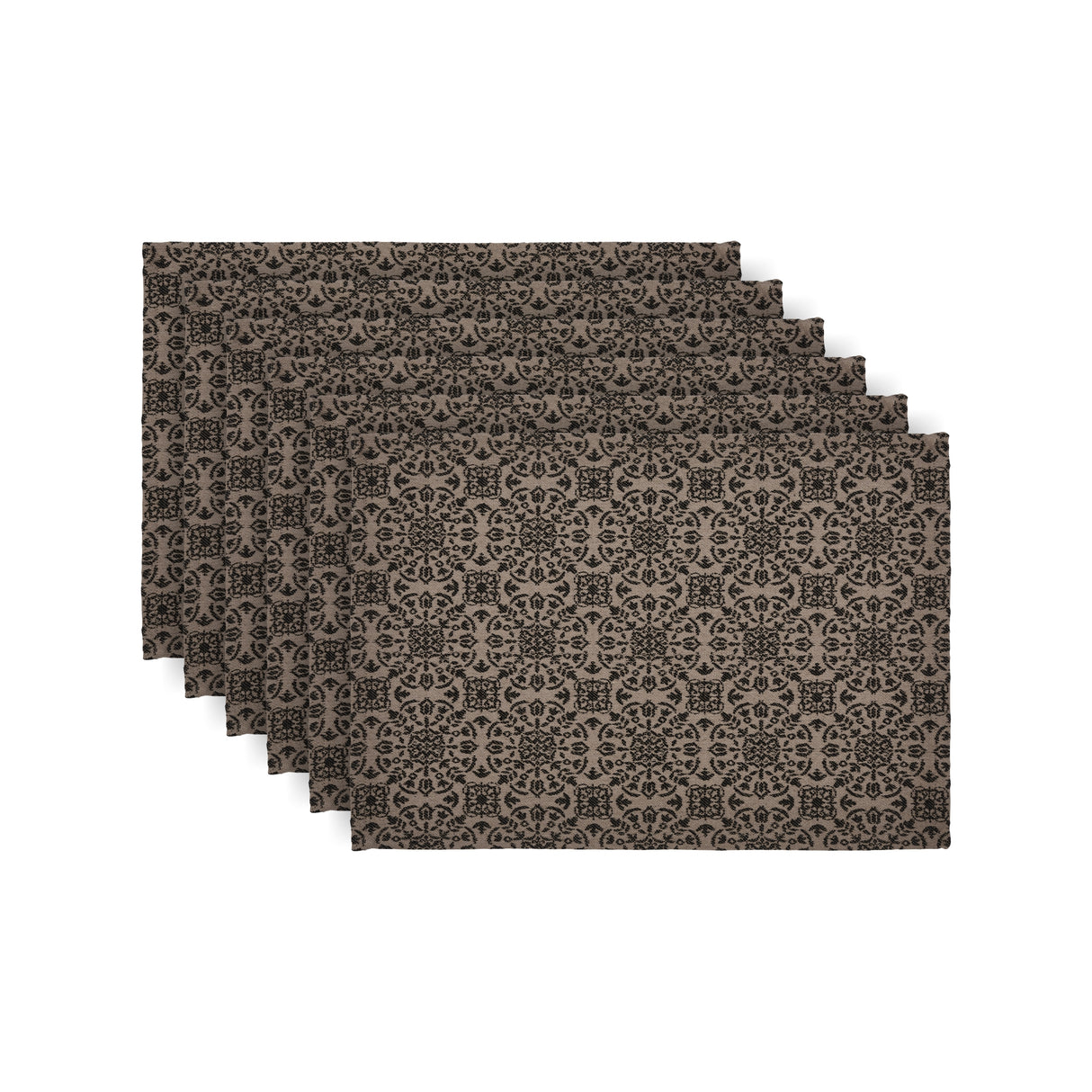 Custom House Black Tan Jacquard Placemat Set of 6 13x19