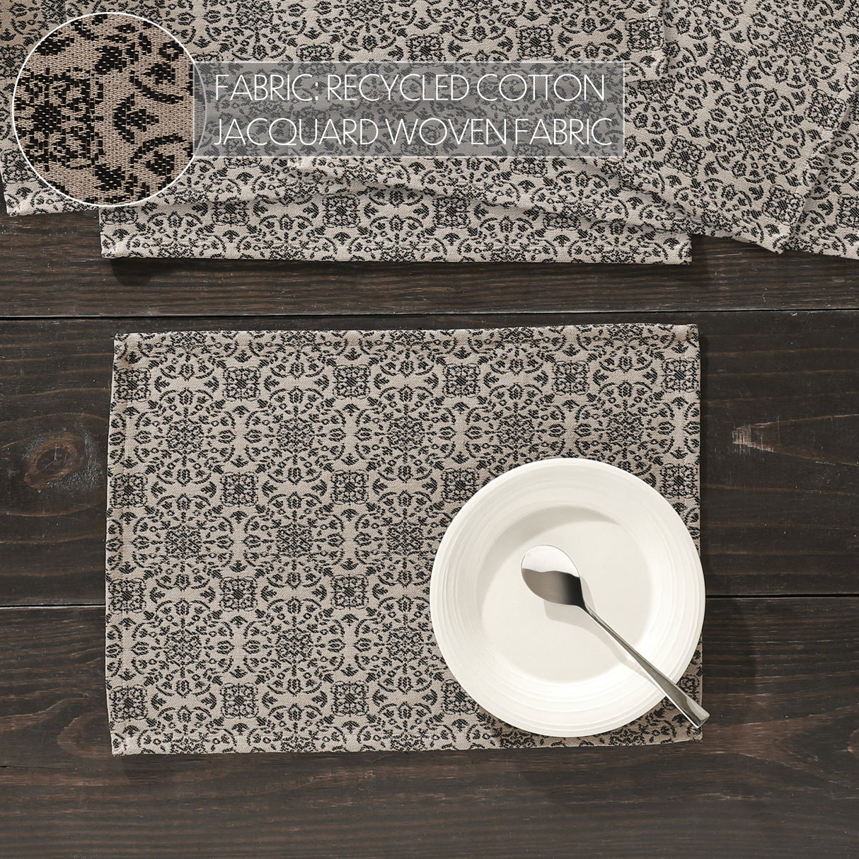 Custom House Black Tan Jacquard Placemat Set of 6 13x19