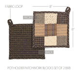 Kettle Grove Pot Holder Patchwork Blocks Set of 2 8x8