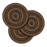 Black & Tan Jute Trivet 15 inch Diameter Set of 3