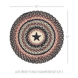 Colonial Star Jute Trivet 15 inch Diameter Set of 3