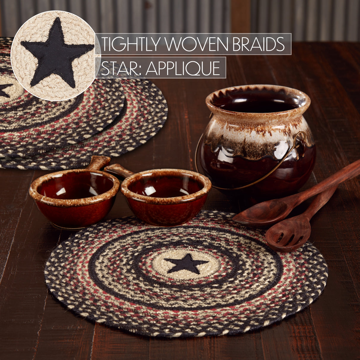 Colonial Star Jute Trivet 15 inch Diameter Set of 3