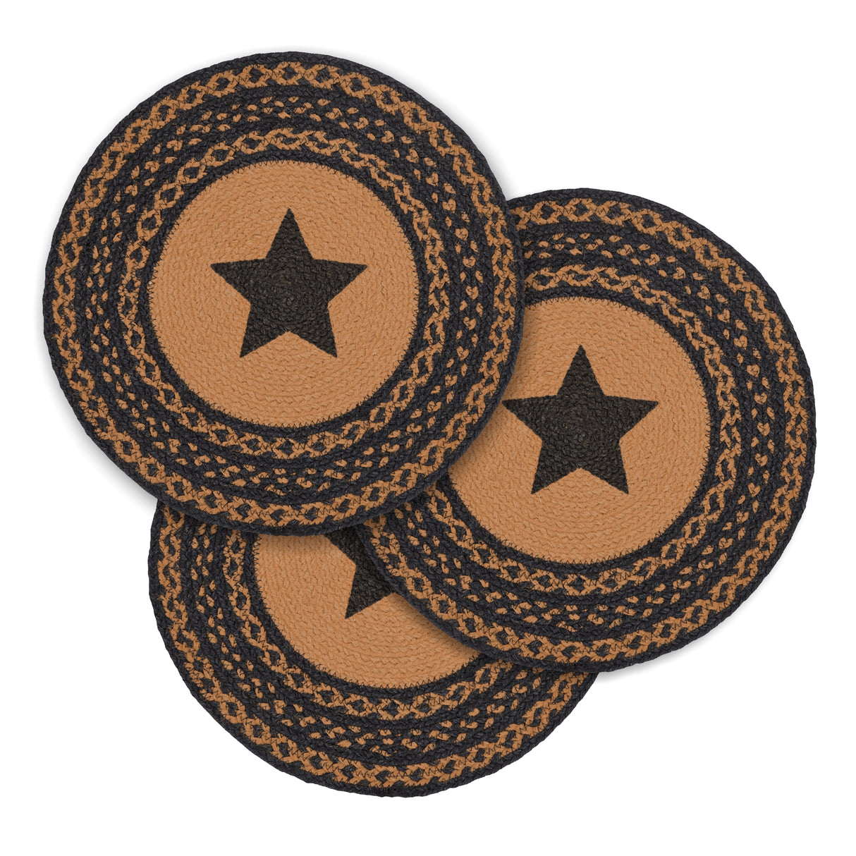 Farmhouse Jute Trivet Stencil Star 15 inch Diameter Set of 3