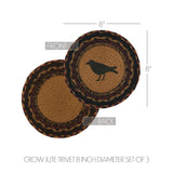 Heritage Farms Crow Jute Trivet 8 inch Diameter Set of 3