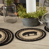 Sawyer Mill Charcoal Pig Jute Trivet 8 inch Diameter Set of 3