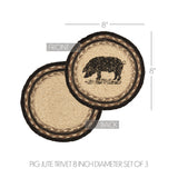 Sawyer Mill Charcoal Pig Jute Trivet 8 inch Diameter Set of 3